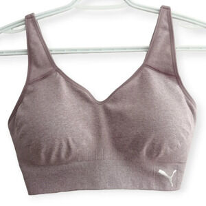 Puma Sports Bra with Removable Inserts Heathered Mauve Medium